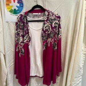 Susan Graver Print Jacket with Ivory Tank 2X